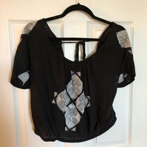 Free people embroidered cropped boho top